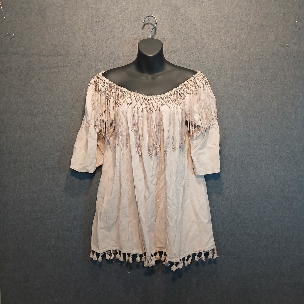 Umgee M tunic off shoulder fringed top whimsygoth boho hippie fairy peasant